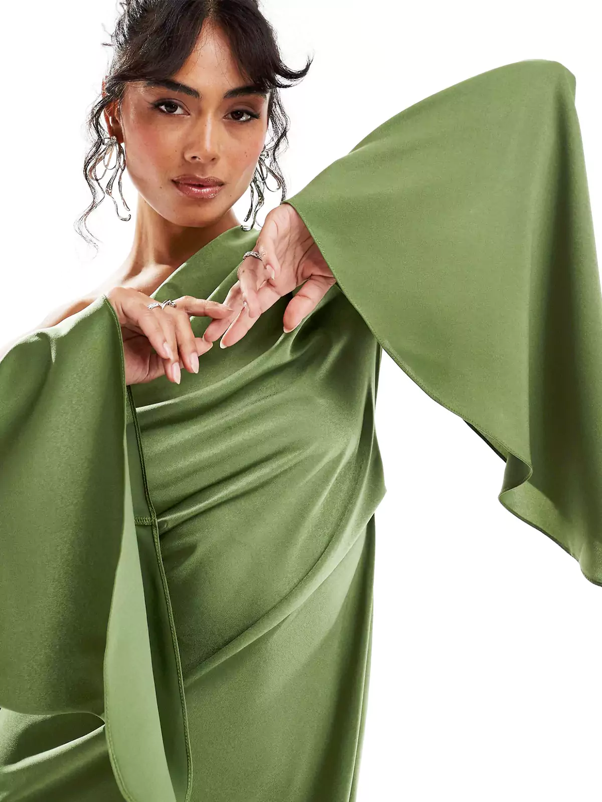 Heidi-Mode | Fließendes Grünes Asymmetrisches Kleid für Damen - Image 2