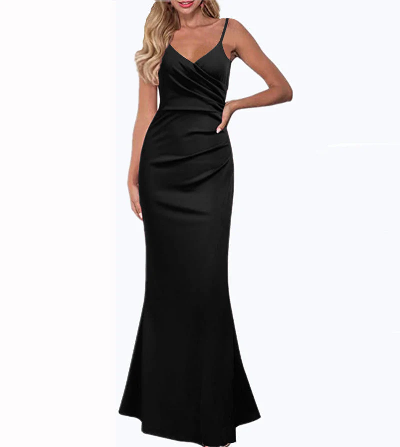 Heidi-Mode | Fließendes Einfarbiges Slim Fit Maxikleid für Den Sommer - Image 4