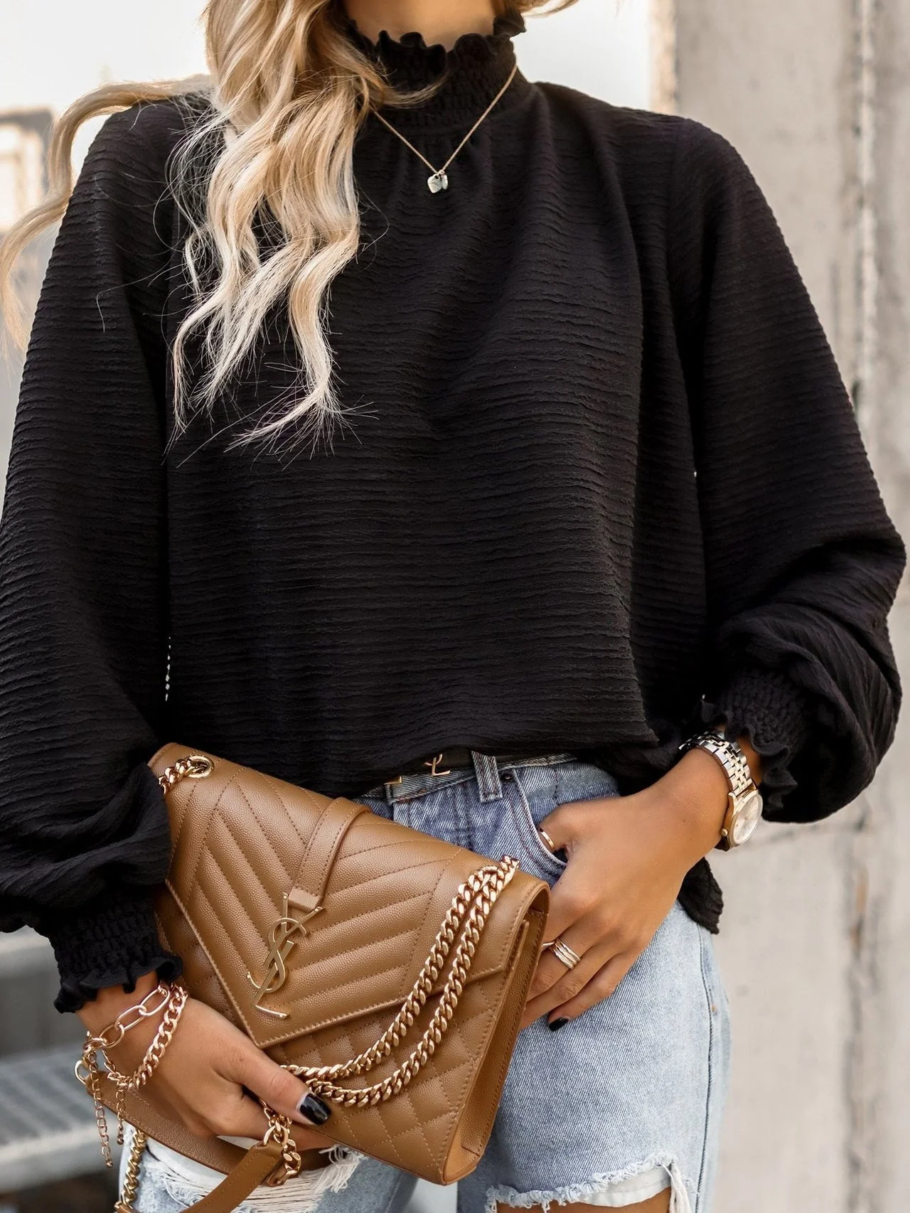 Heidi-Mode | Frauen Blusen Einfarbig Turtleneck Lange Ärmel Blusen - Image 3