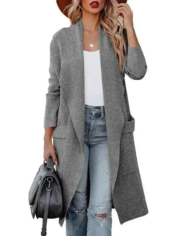 Heidi-Mode | Frauen Lässiger langer schlanker Wollmantel - Image 2