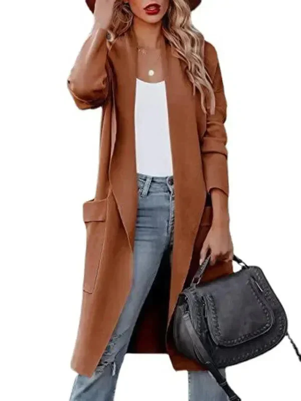 Heidi-Mode | Frauen Lässiger langer schlanker Wollmantel - Image 3
