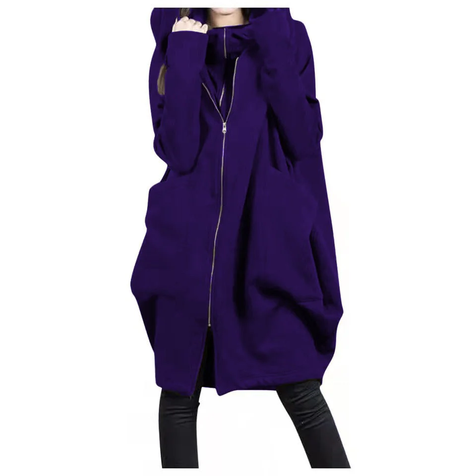 Heidi-Mode | Mittellanger Mantel - Oversized Fit - Kapuze - Reißverschluss - Weicher Woll-Look - Image 4