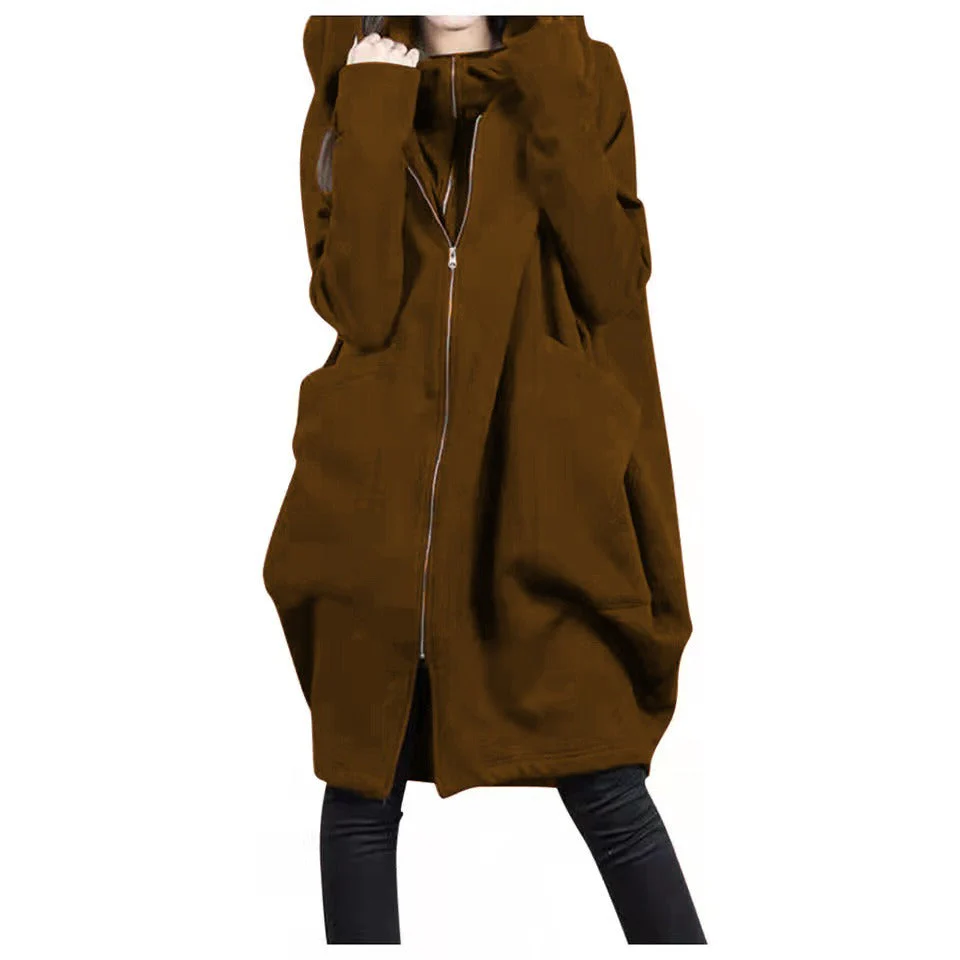 Heidi-Mode | Mittellanger Mantel - Oversized Fit - Kapuze - Reißverschluss - Weicher Woll-Look - Image 5