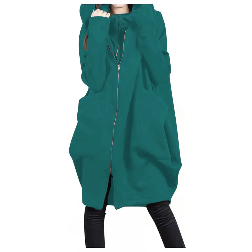 Heidi-Mode | Mittellanger Mantel - Oversized Fit - Kapuze - Reißverschluss - Weicher Woll-Look - Image 6