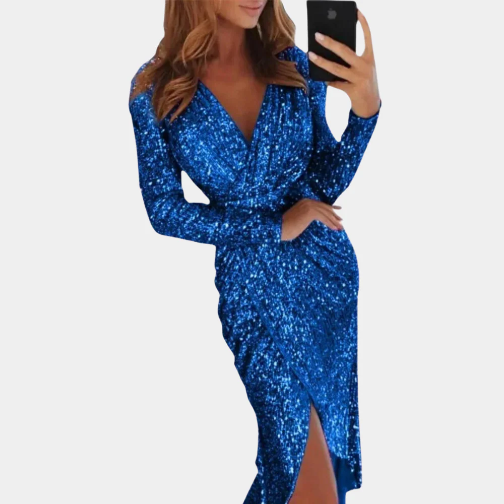 Heidi-Mode | Damen Paillettenkleid mit Schlitz Vorne - Image 6