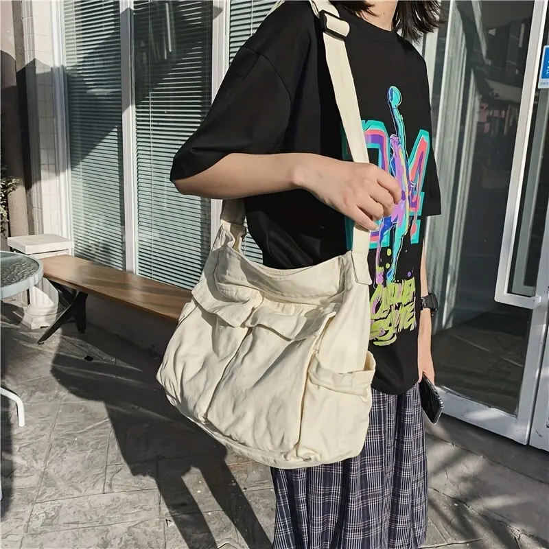 Heidi-Mode | Frauen Vintage Handtasche Canvas Teenager Schulter Tote Taschen Lieferdienst Tasche Damen Lässige Handtasche Crossbody Geldbörse - Image 5