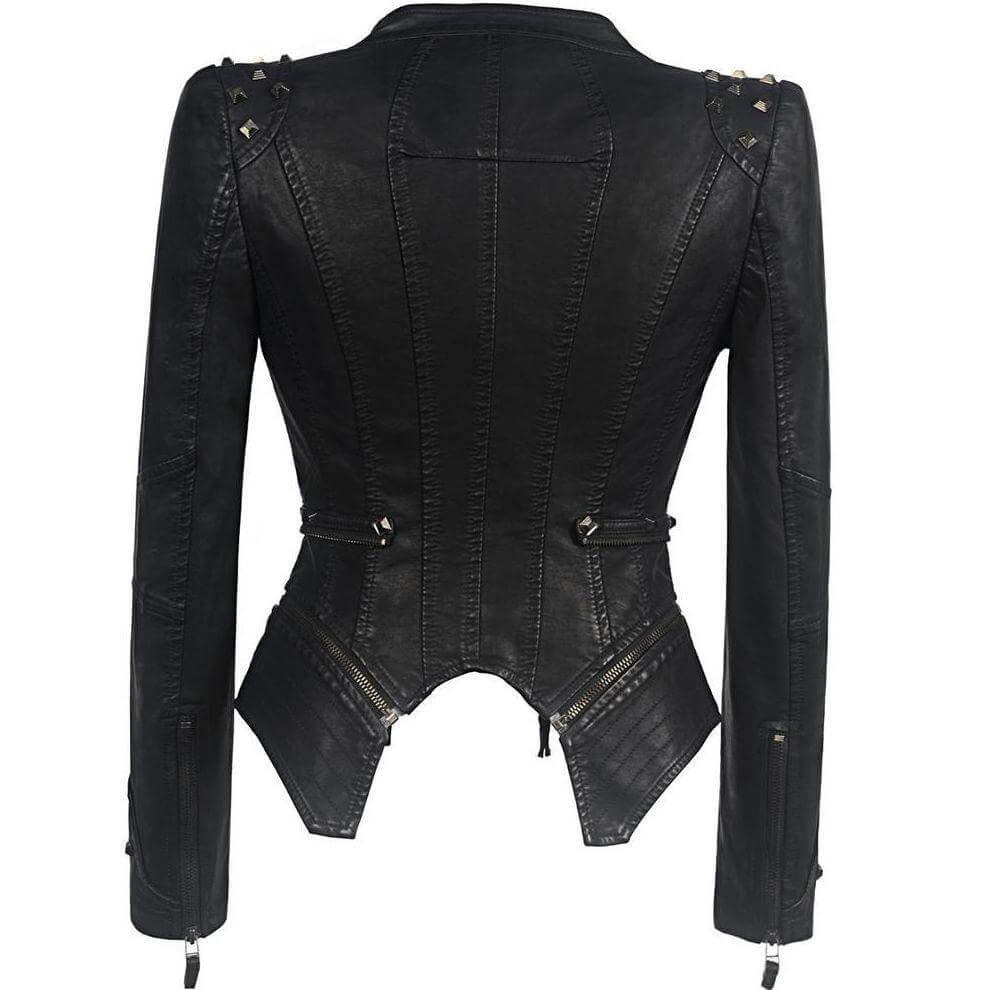 Heidi-Mode | Damen Nieten PU Lederjacke - Image 3