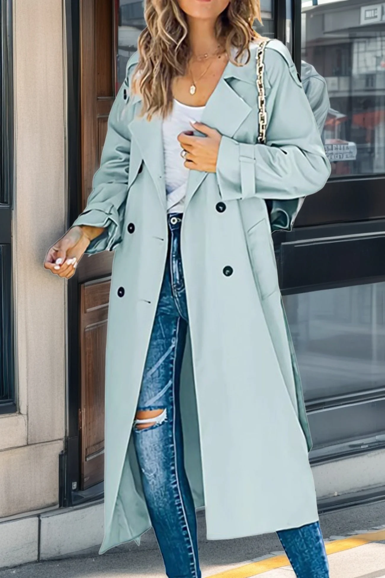 Heidi-Mode | Damen Doppelt-knöpfiger Trenchcoat - Image 2