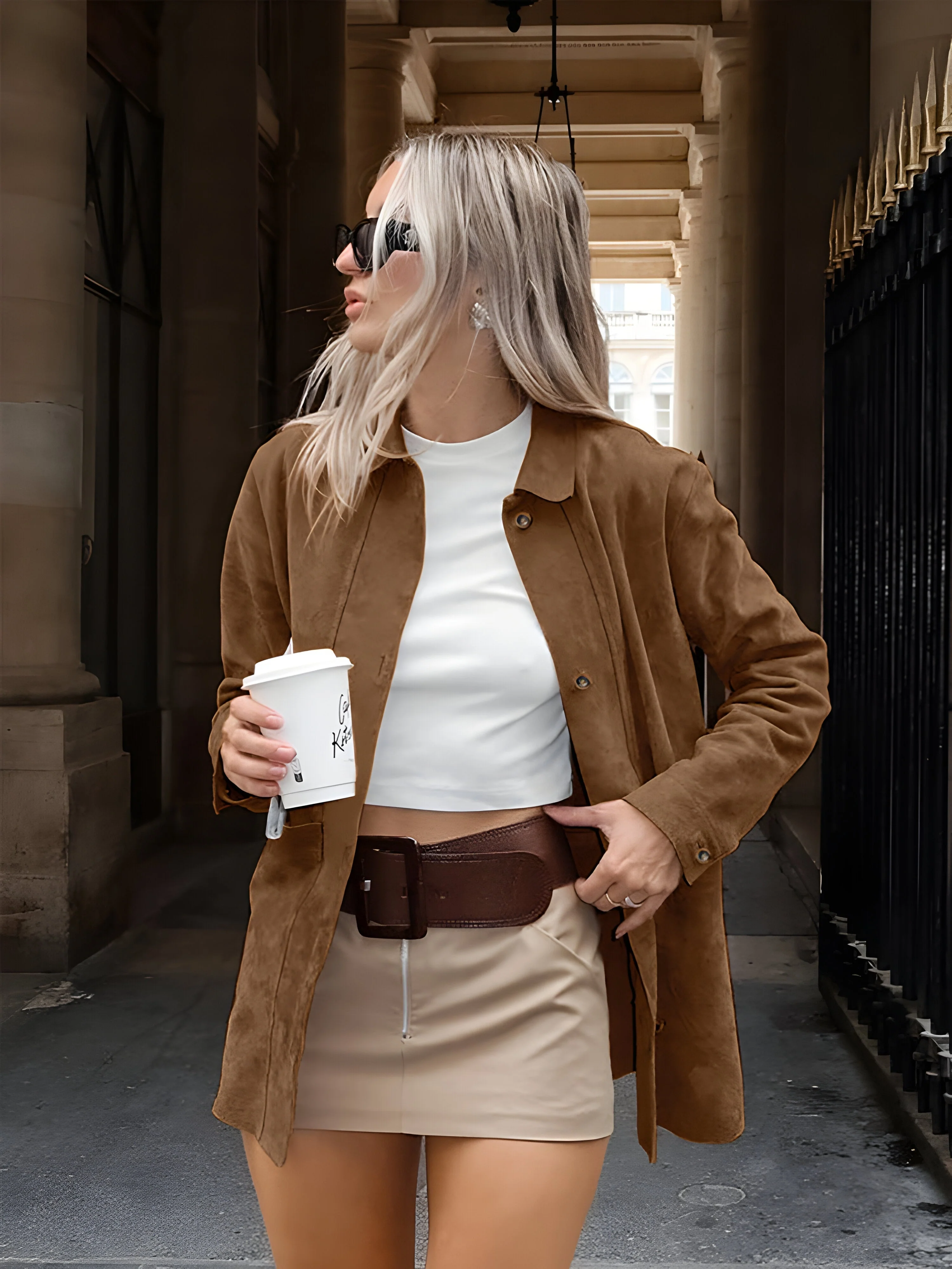 Heidi-Mode | Damen Oversized Trendy Wildleder Stil Jacke - Image 2