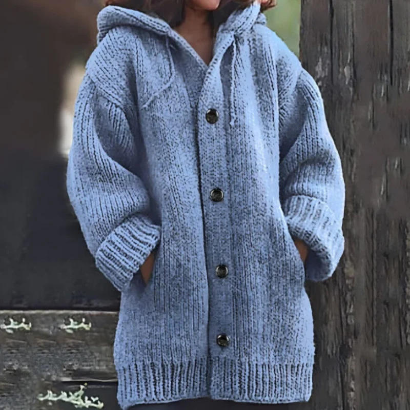 Heidi-Mode | Strickjacke - Oversized Passform - Dickes und Warmes Material - mit Kapuze - Image 2