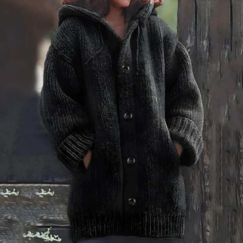 Heidi-Mode | Strickjacke - Oversized Passform - Dickes und Warmes Material - mit Kapuze - Image 5