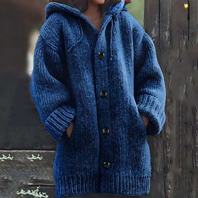 Heidi-Mode | Strickjacke - Oversized Passform - Dickes und Warmes Material - mit Kapuze - Image 6