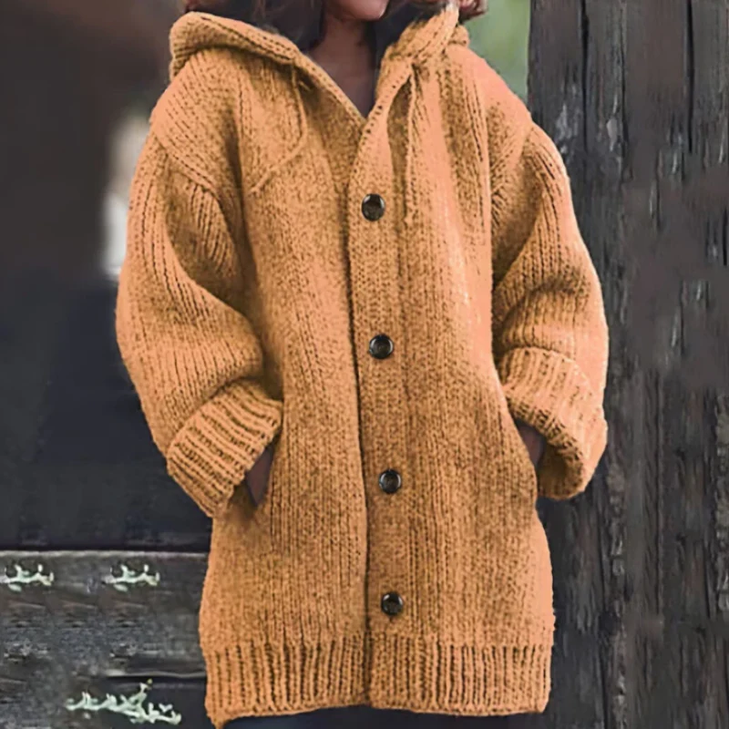 Heidi-Mode | Strickjacke - Oversized Passform - Dickes und Warmes Material - mit Kapuze - Image 7