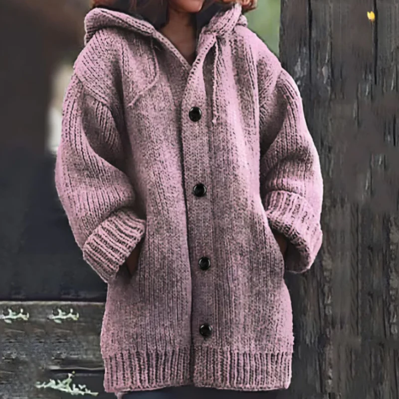 Heidi-Mode | Strickjacke - Oversized Passform - Dickes und Warmes Material - mit Kapuze - Image 8
