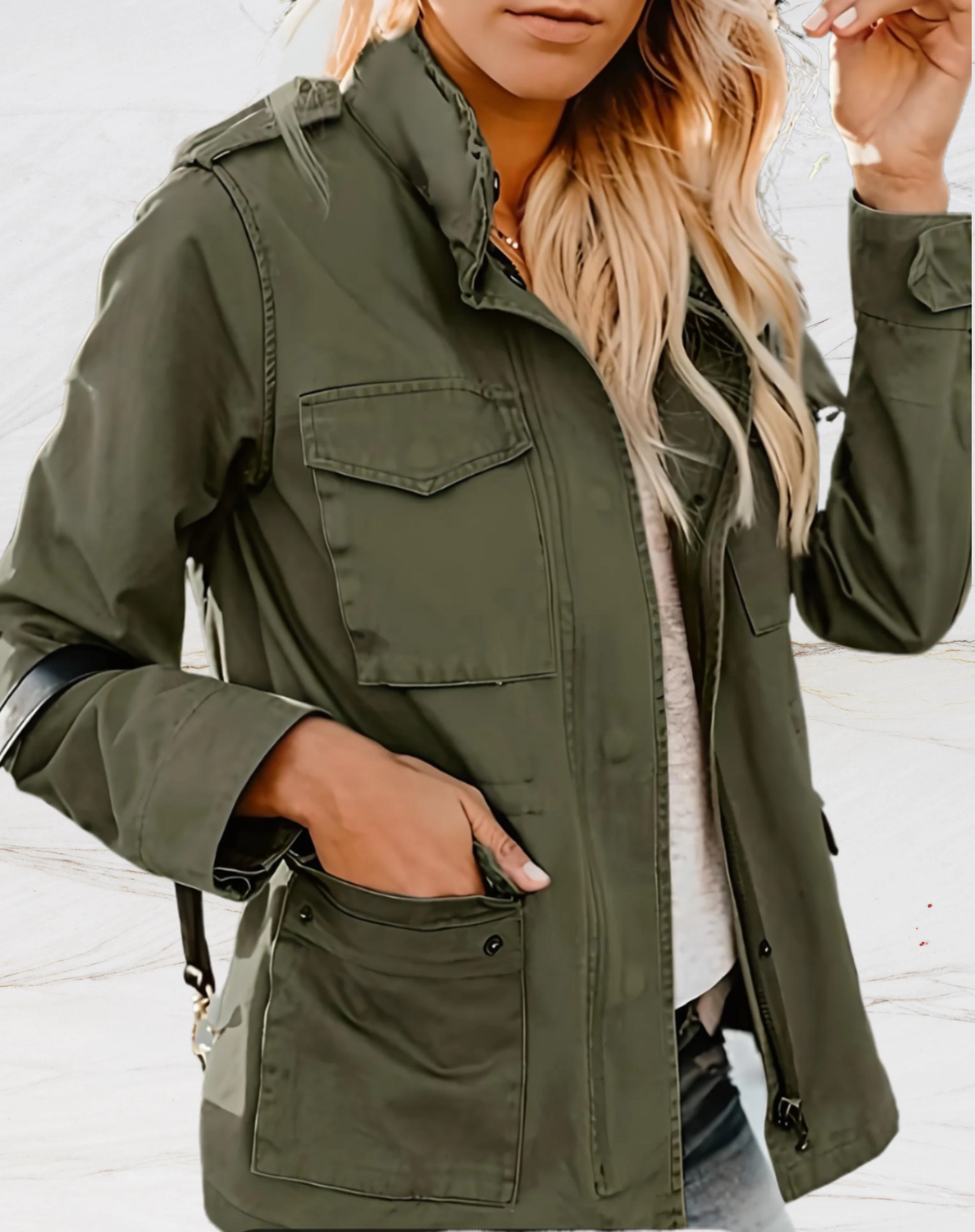 Heidi-Mode | Damen Vielseitige Zip Jacke mit Mehreren Taschen - Image 3
