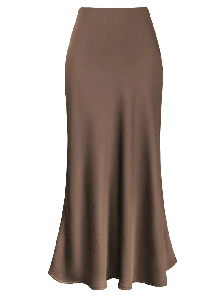Heidi-Mode | Frauen Satin Seiden Röcke Sommer Frühling Koreanische Mode Kleidung Büro Damen Lange Röcke Elegant Schwarz Maxi Röcke für Frauen - Image 10