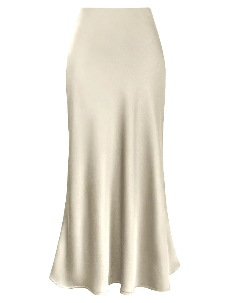 Heidi-Mode | Frauen Satin Seiden Röcke Sommer Frühling Koreanische Mode Kleidung Büro Damen Lange Röcke Elegant Schwarz Maxi Röcke für Frauen - Image 15