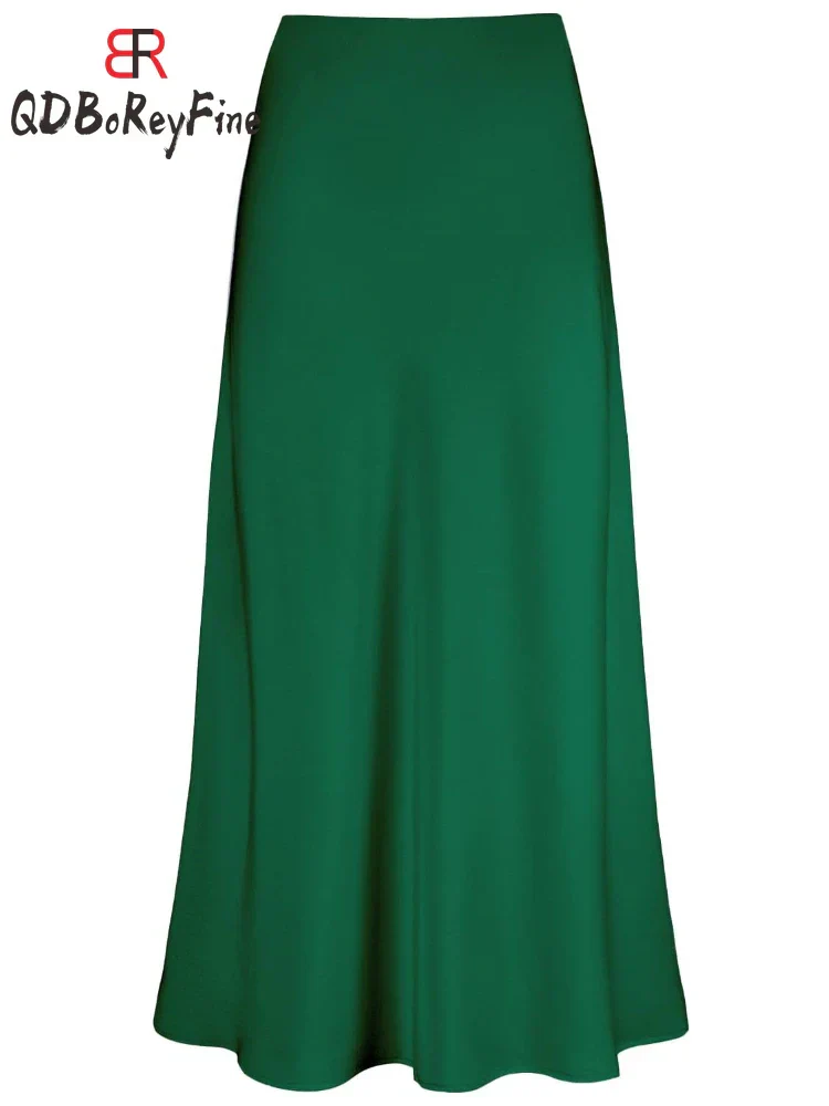 Heidi-Mode | Frauen Satin Seiden Röcke Sommer Frühling Koreanische Mode Kleidung Büro Damen Lange Röcke Elegant Schwarz Maxi Röcke für Frauen - Image 3