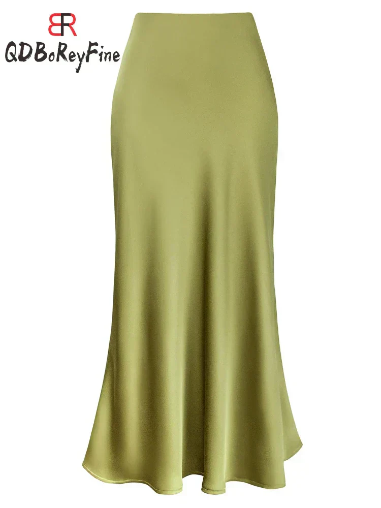 Heidi-Mode | Frauen Satin Seiden Röcke Sommer Frühling Koreanische Mode Kleidung Büro Damen Lange Röcke Elegant Schwarz Maxi Röcke für Frauen - Image 4
