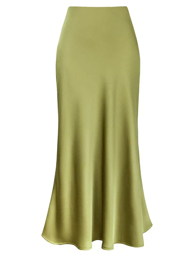 Heidi-Mode | Frauen Satin Seiden Röcke Sommer Frühling Koreanische Mode Kleidung Büro Damen Lange Röcke Elegant Schwarz Maxi Röcke für Frauen - Image 7
