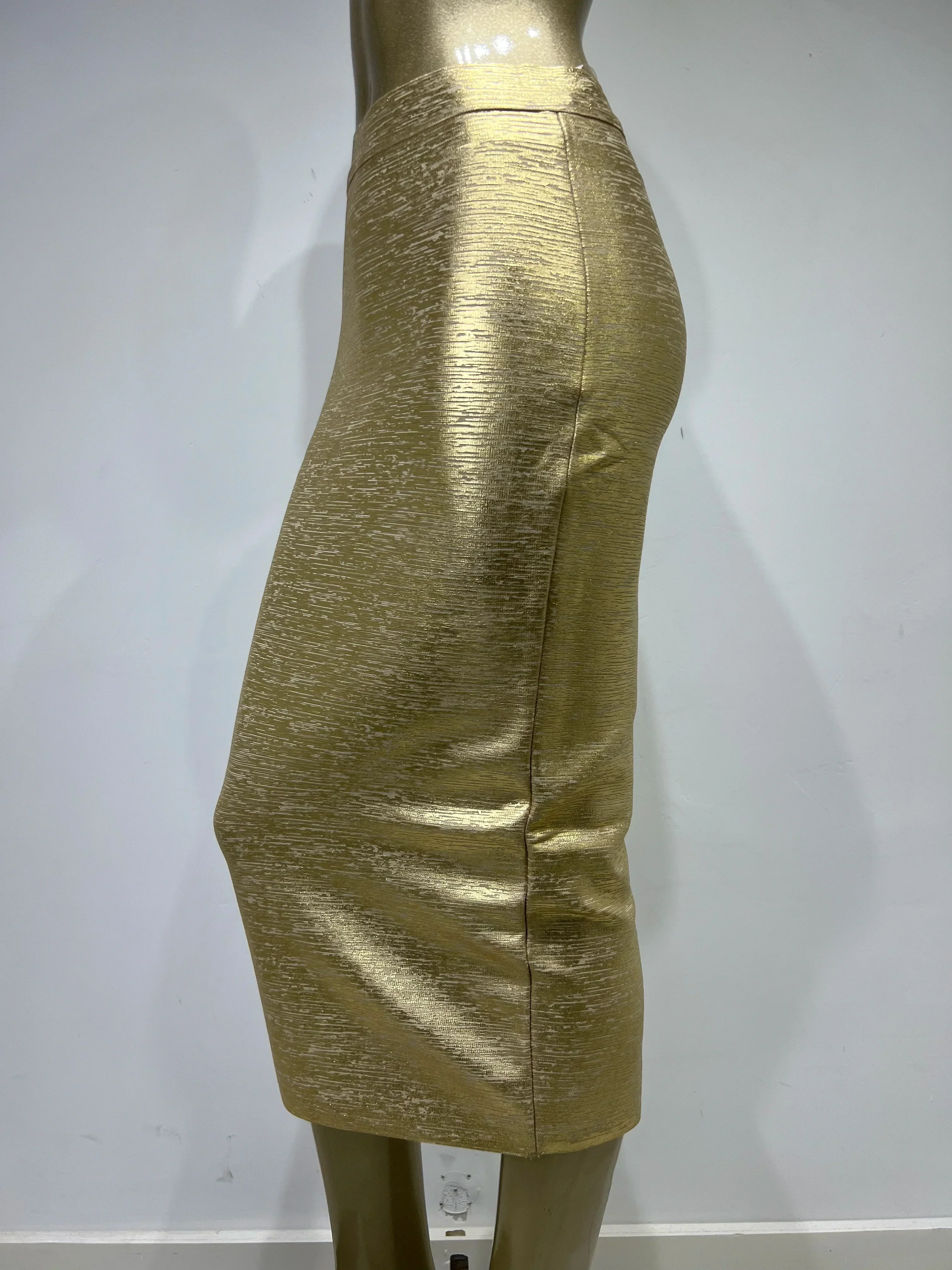 Heidi-Mode | Frauen Sommerrock Sexy Silber Gold Bronzing Midi Bandage Rock High Street Designer Schlanker Fest Midi Bleistiftrock 78Cm - Image 3