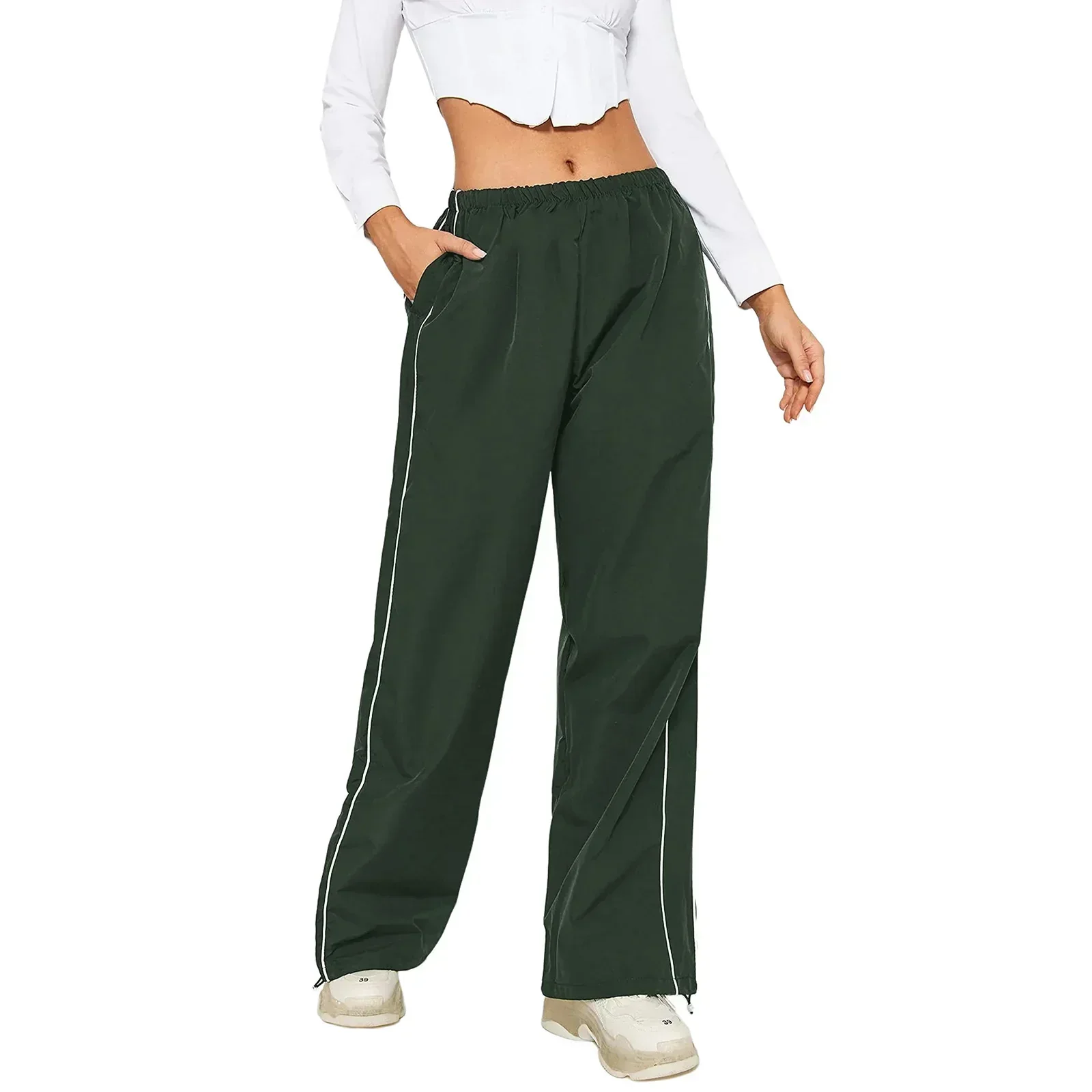 Heidi-Mode | Frauen Y2K Elastischer Taillen Cargo Hosen Locker Einfarbige Jogginghosen Trainingshose mit Taschen Streetwear - Image 13