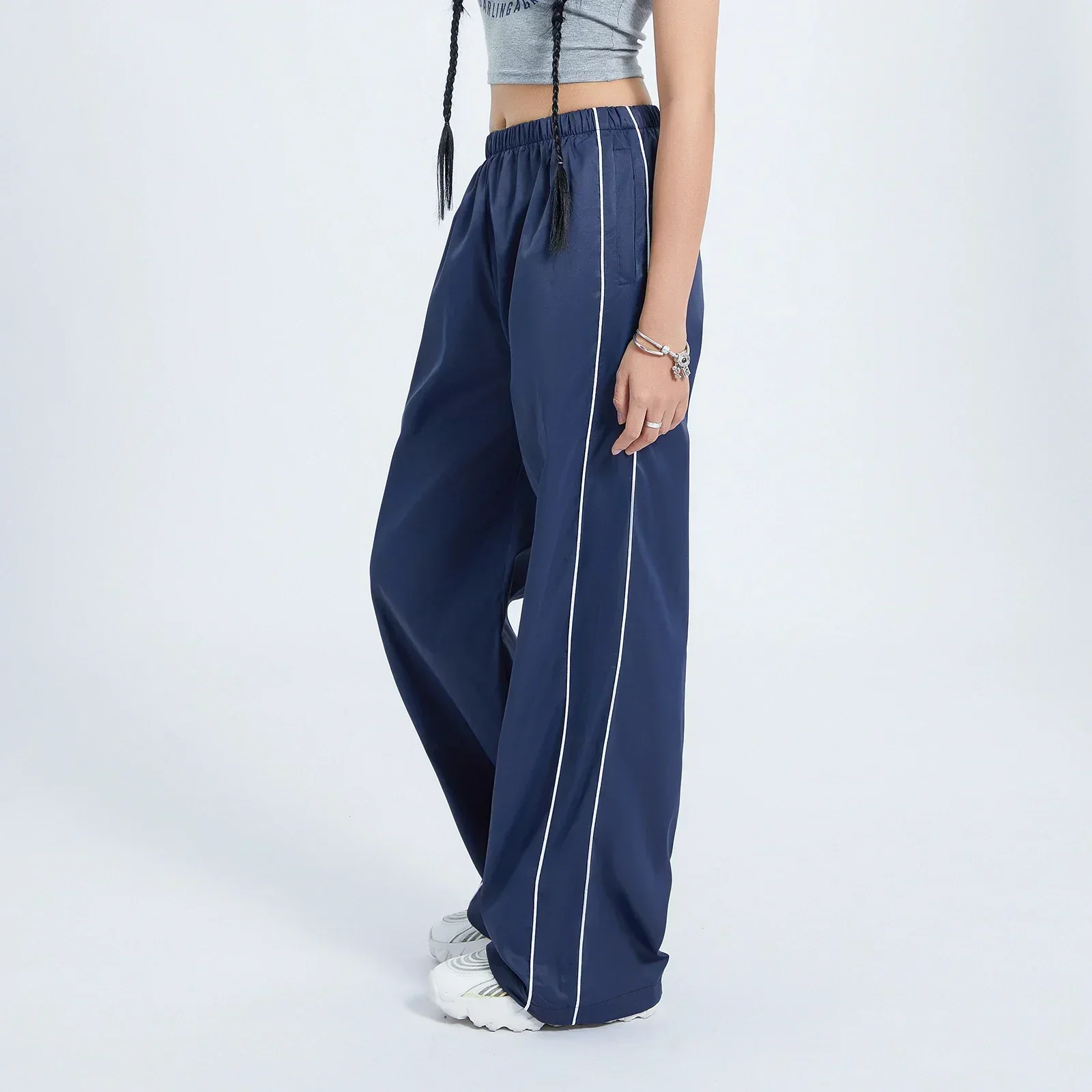 Heidi-Mode | Frauen Y2K Elastischer Taillen Cargo Hosen Locker Einfarbige Jogginghosen Trainingshose mit Taschen Streetwear - Image 2