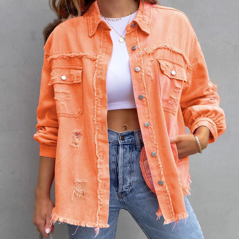Heidi-Mode | Frühlingsjacke Moderne Damenjacke Aus Denim mit Rohen Kanten - Image 4