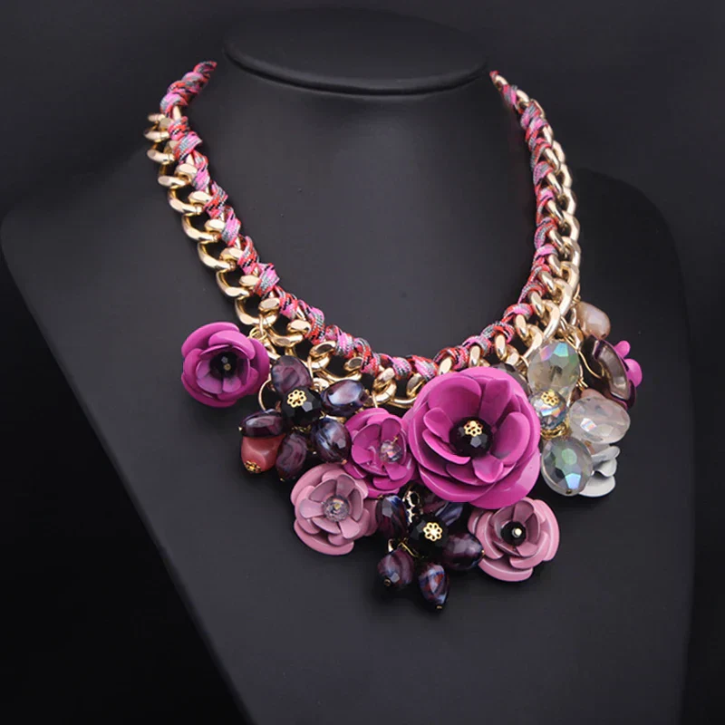 Heidi-Mode | Jahrgang Schmuck Elegante Prom Party Schönheitswettbewerb Hochzeit Geschenk Florale Blüte Blume Chunky Statement Halskette für Frauen Accessoires - Image 3