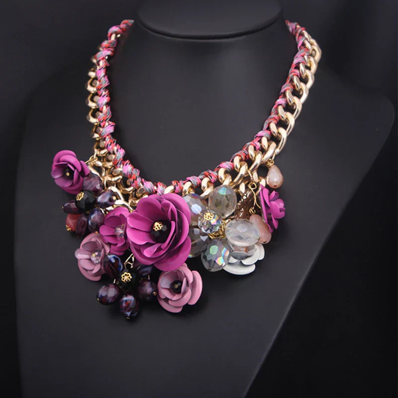 Heidi-Mode | Jahrgang Schmuck Elegante Prom Party Schönheitswettbewerb Hochzeit Geschenk Florale Blüte Blume Chunky Statement Halskette für Frauen Accessoires - Image 4