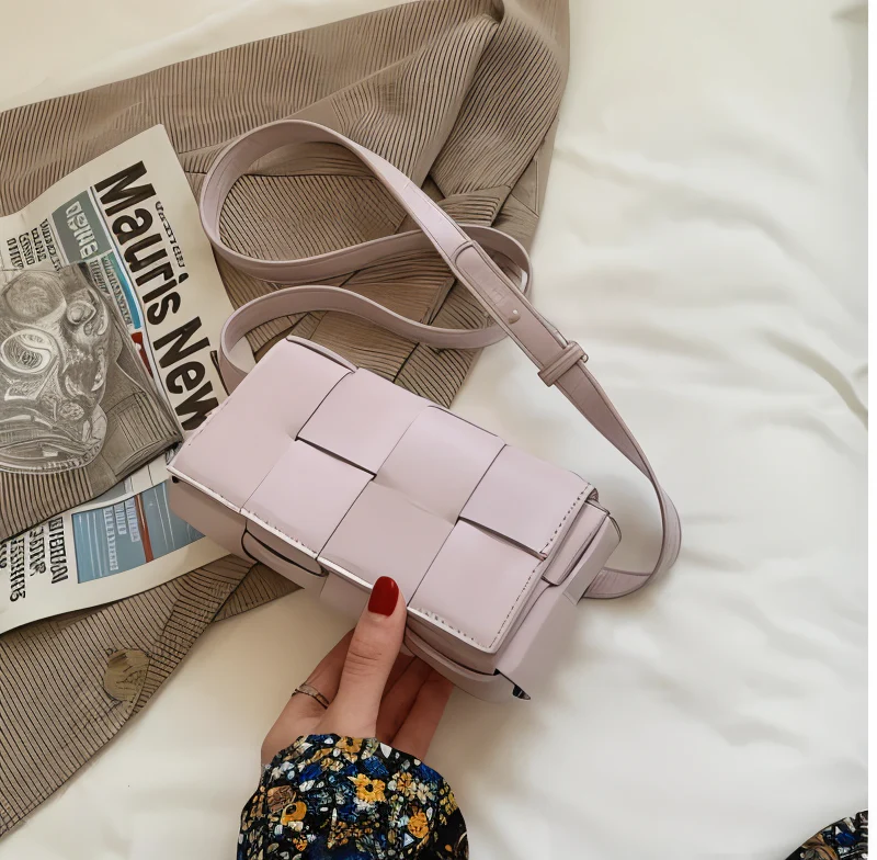 Heidi-Mode | Geblockte Umhängetasche Vegan Leder Damen Geflochtene Tasche Frauen - Image 10