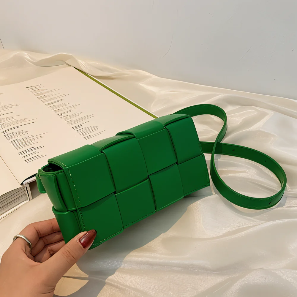 Heidi-Mode | Geblockte Umhängetasche Vegan Leder Damen Geflochtene Tasche Frauen - Image 12