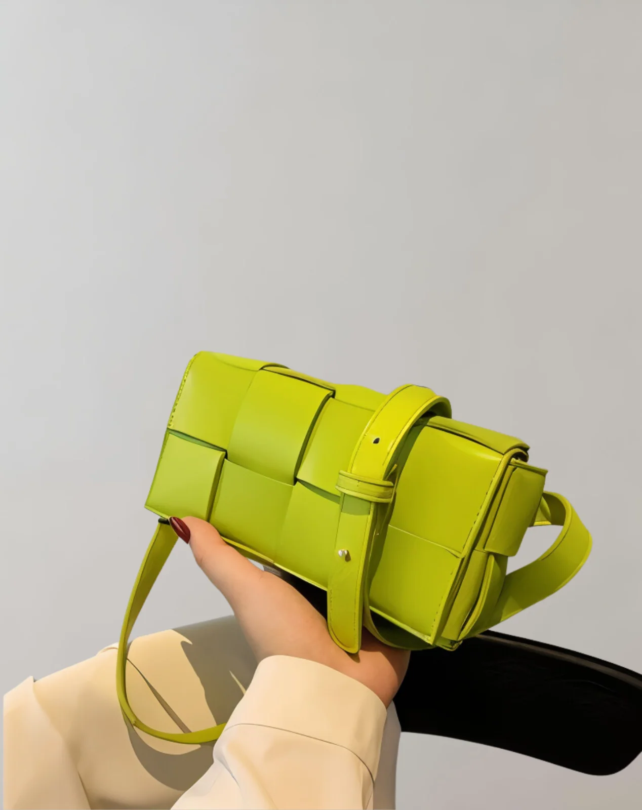 Heidi-Mode | Geblockte Umhängetasche Vegan Leder Damen Geflochtene Tasche Frauen - Image 28