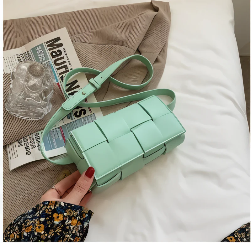 Heidi-Mode | Geblockte Umhängetasche Vegan Leder Damen Geflochtene Tasche Frauen - Image 8