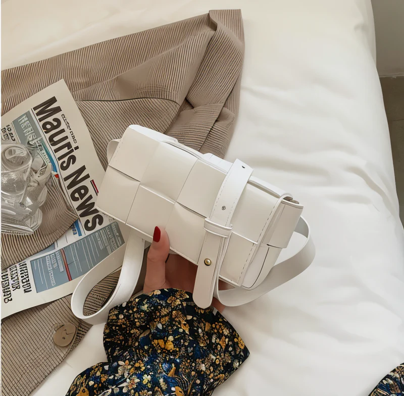 Heidi-Mode | Geblockte Umhängetasche Vegan Leder Damen Geflochtene Tasche Frauen - Image 9
