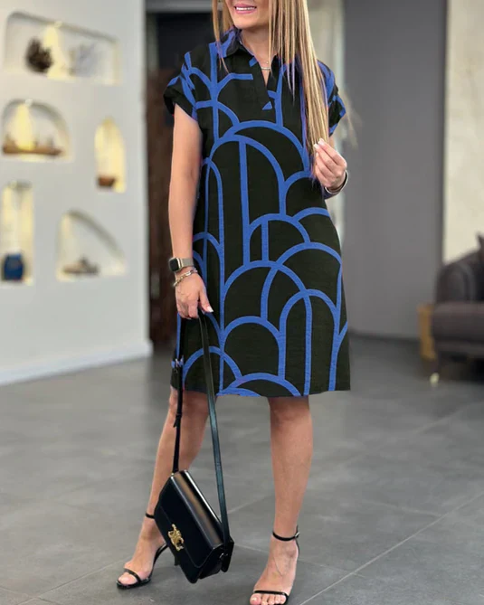 Heidi-Mode | Bedrucktes Midikleid mit Kurzen Ärmeln - Image 3