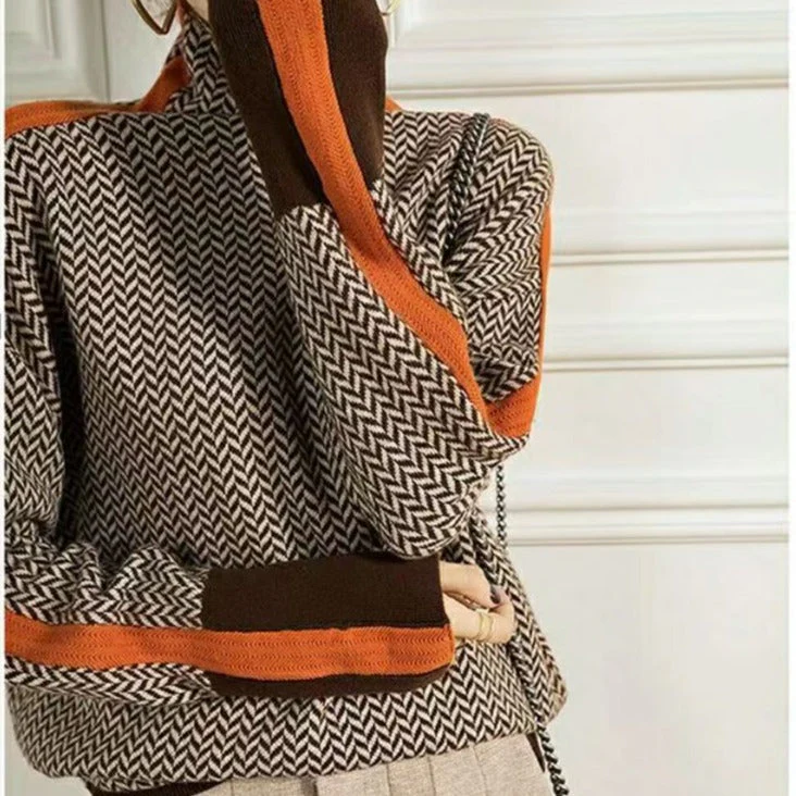 Heidi-Mode | Geometrisch Gestrickter Rollkragenpullover - Image 2