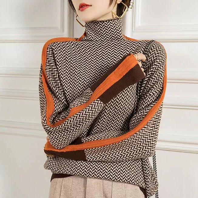 Heidi-Mode | Geometrisch Gestrickter Rollkragenpullover - Image 3