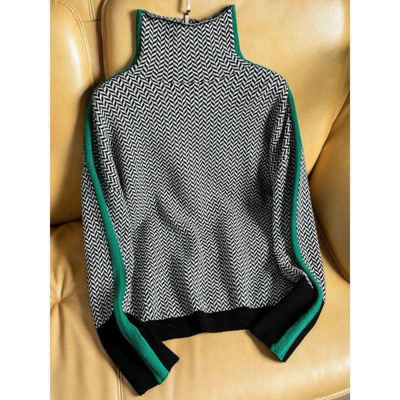 Heidi-Mode | Geometrisch Gestrickter Rollkragenpullover - Image 4