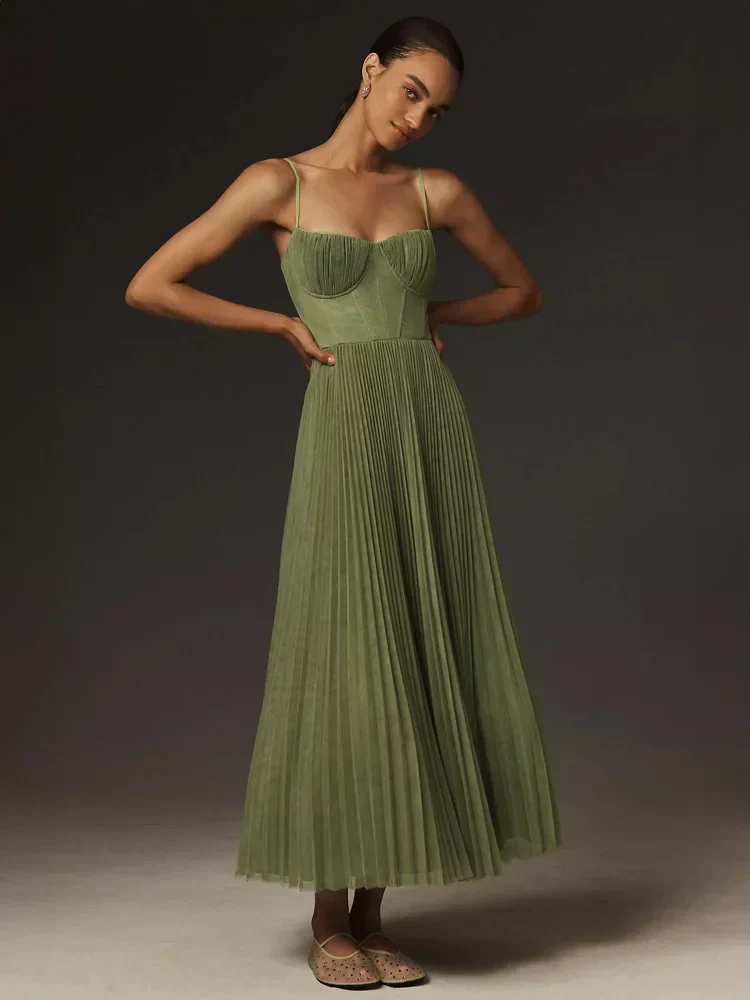 Heidi-Mode | Falten Korsett Midi-Kleid für Damen - Image 4