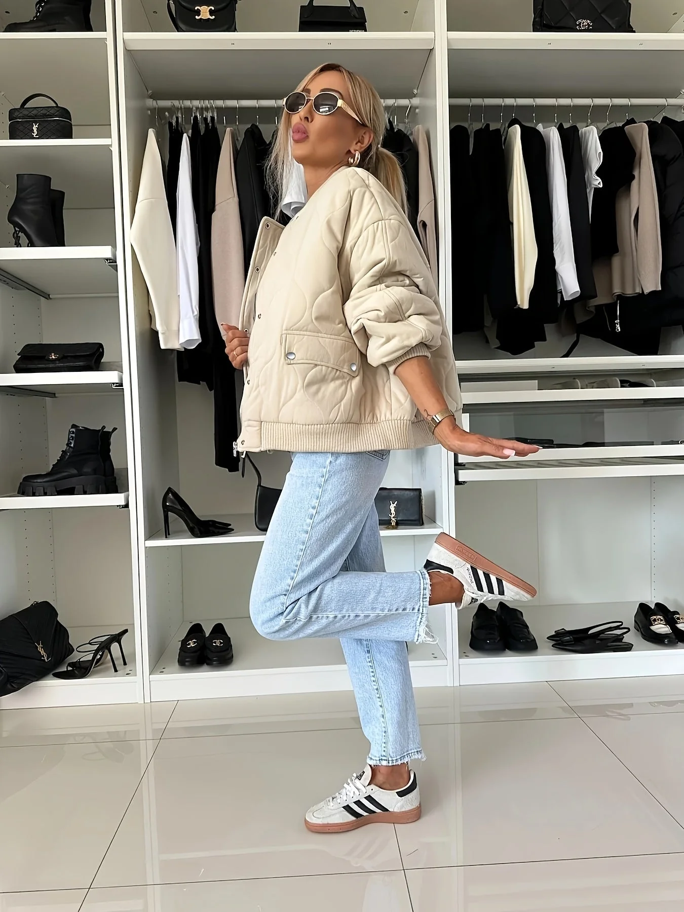 Heidi-Mode | Gequiltete Jacke Farbblock Warmer Pufferjacke Reverskragen und Taschen Ideal für Frühling/herbst - Image 4