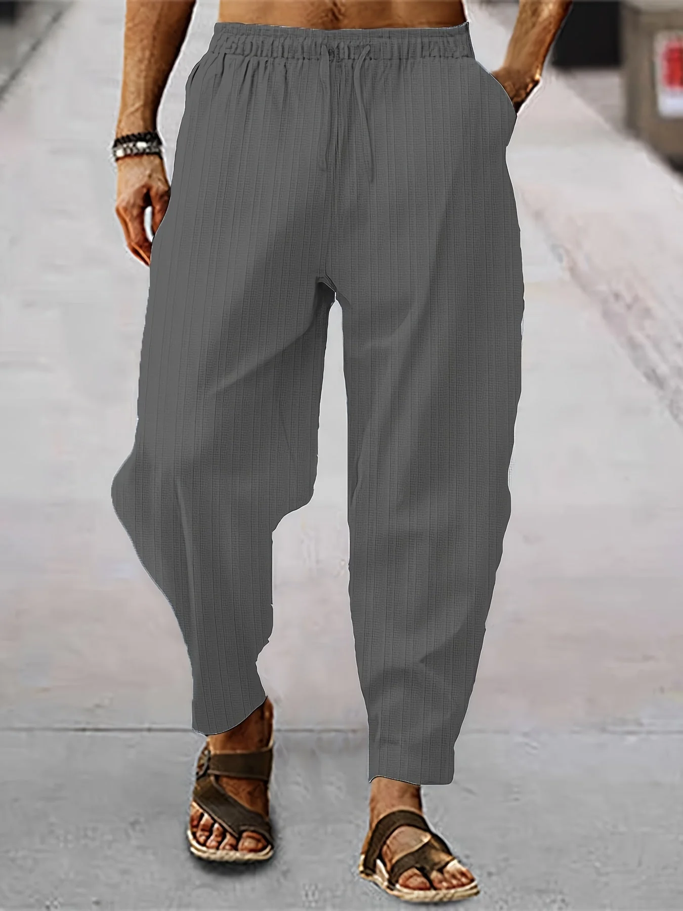 Heidi-Mode | Gestreifte Herren Lässig Sommerhose - Image 42