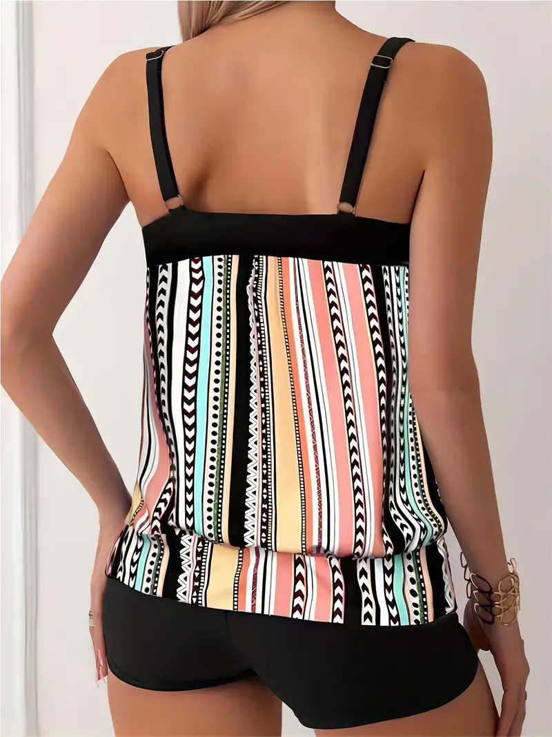 Heidi-Mode | Gestreifter Tankini mit Druck - Image 3