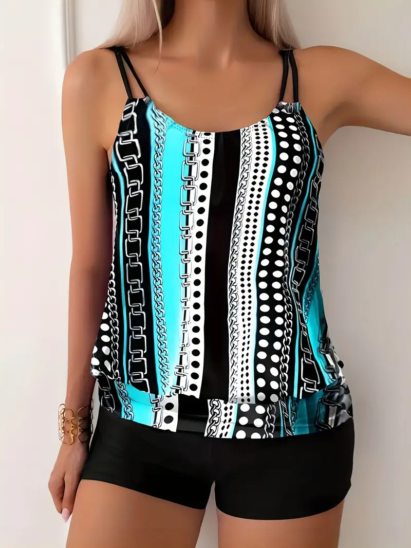 Heidi-Mode | Gestreifter Tankini mit Druck - Image 6