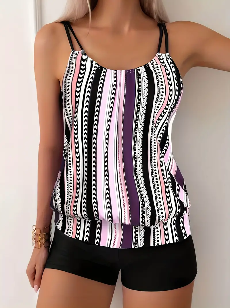 Heidi-Mode | Gestreifter Tankini mit Druck - Image 9