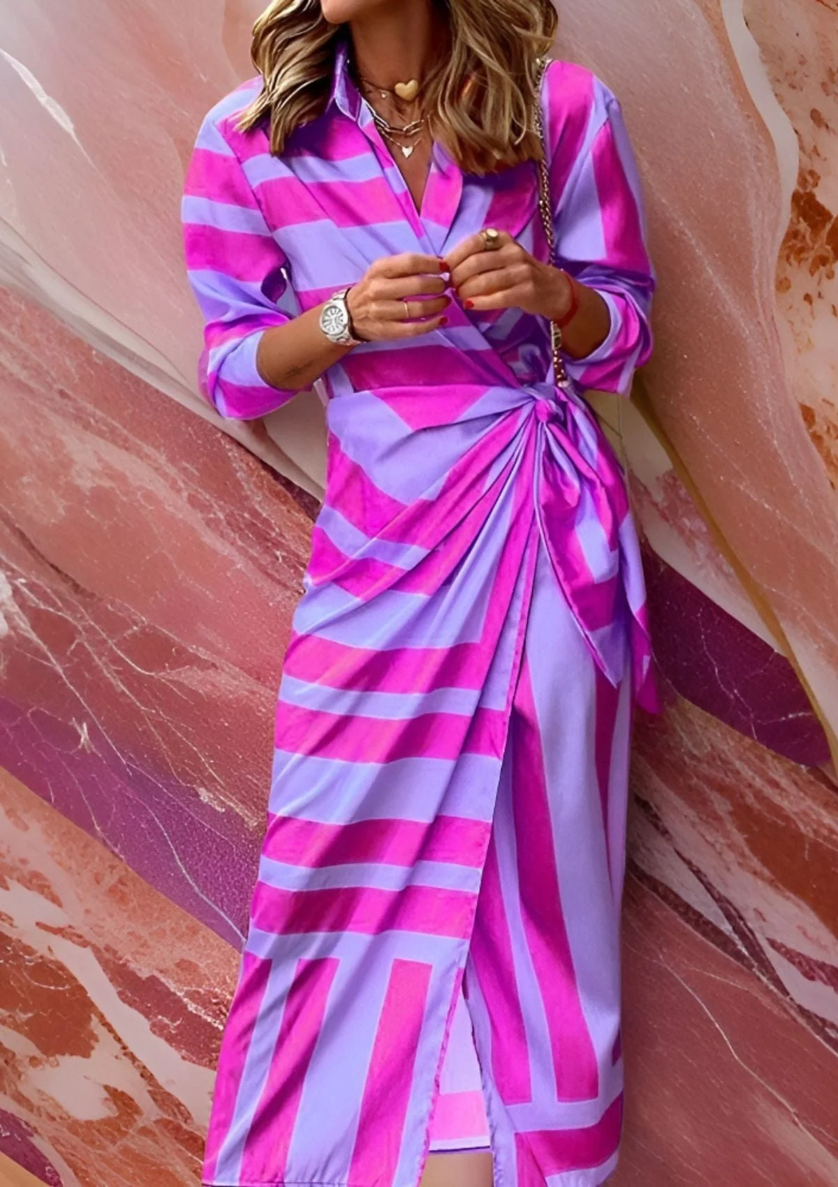 Heidi-Mode | Gestreifter Wickelkleid - Image 12