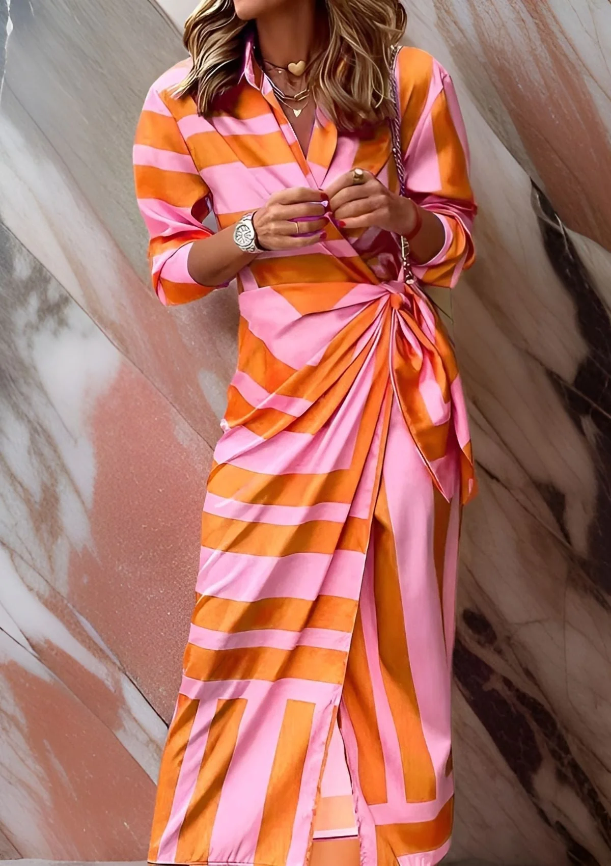 Heidi-Mode | Gestreifter Wickelkleid - Image 8