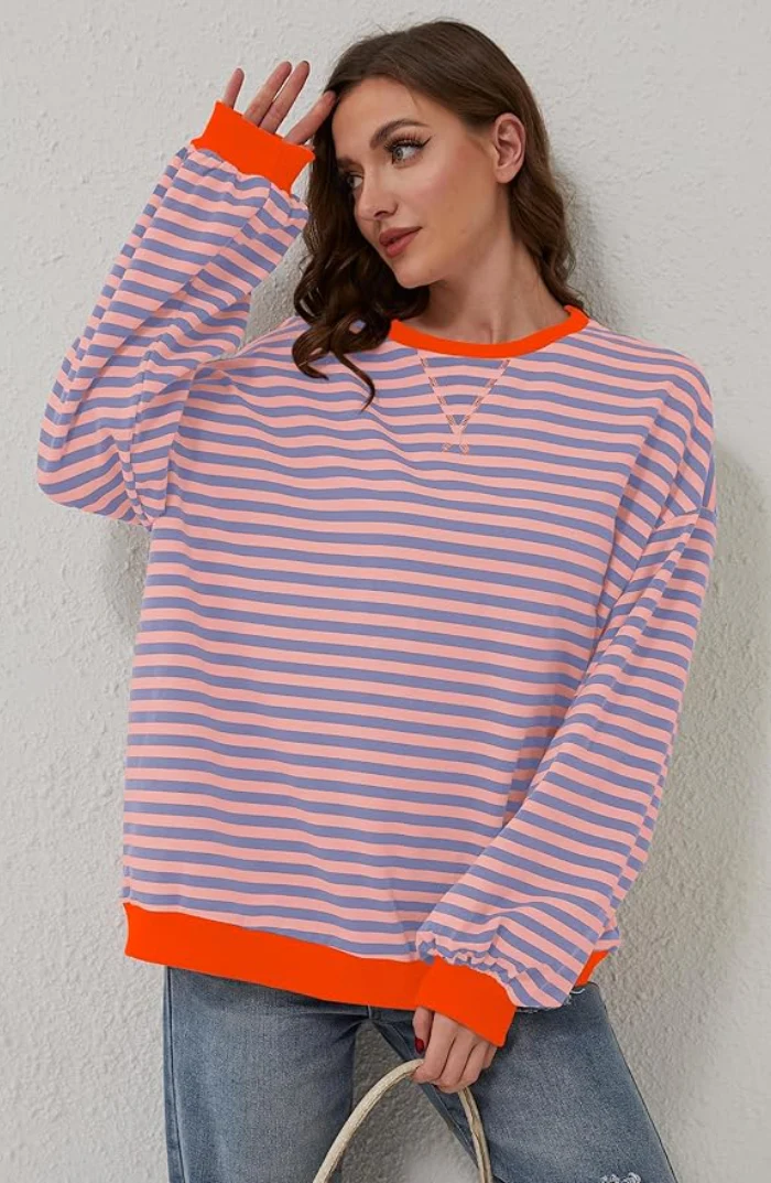 Heidi-Mode | Gestreifter Übergröße Pullover - Image 12
