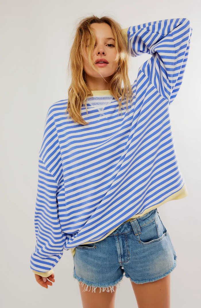 Heidi-Mode | Gestreifter Übergröße Pullover - Image 9