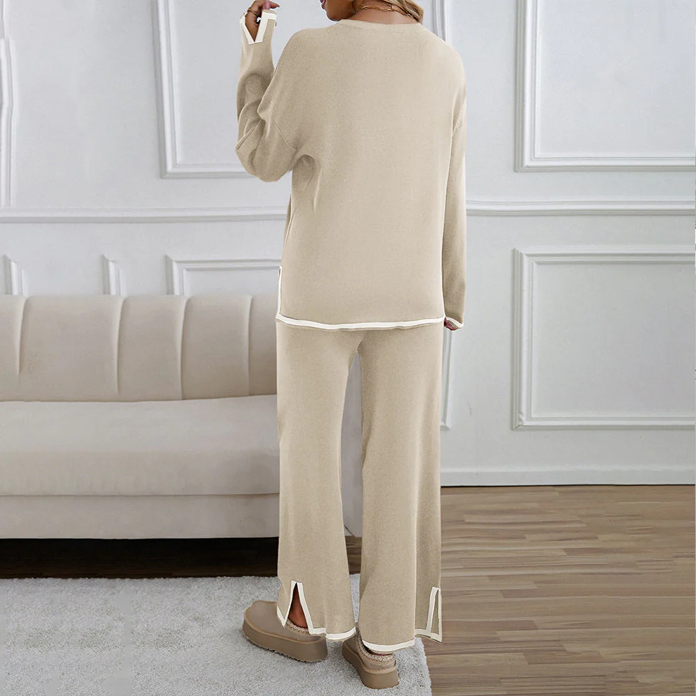 Heidi-Mode | Gestrickter, Lockerer Oberteil mit Weitem Bein, Zweiteiliger, Lässiger Rundhalsanzug - Image 11